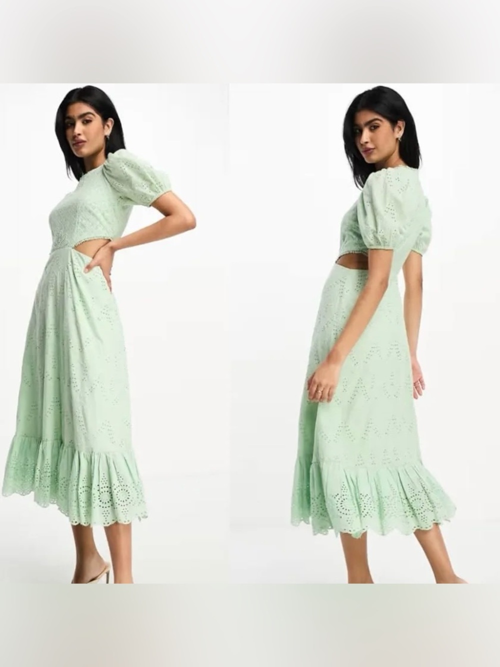 100% Organic Cotton French Connection Esse Eyelet Cutout Dress Size 8 Cottage